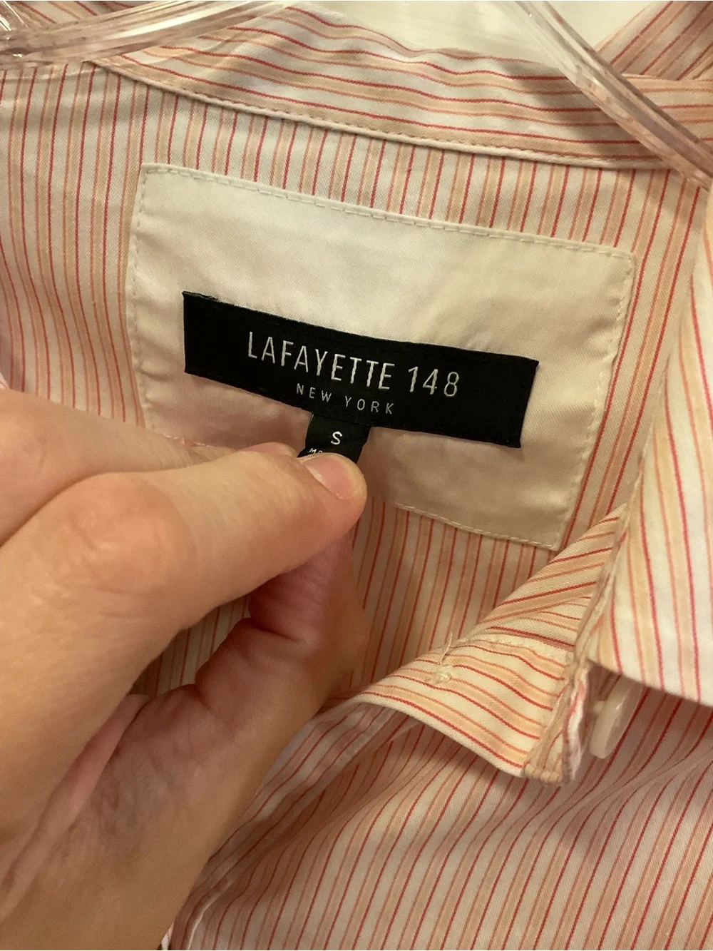 Lafayette 148 New York Coral Striped Button Down - S - Picture 3 of 9